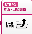 STEP3 審査・口座開設 3〜5営業日